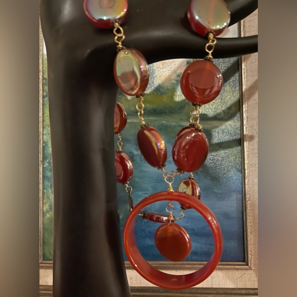 3 for $30 Vintage Gold Tone Linked Iridescent Glass Bead Necklace - Picture 6 of 10